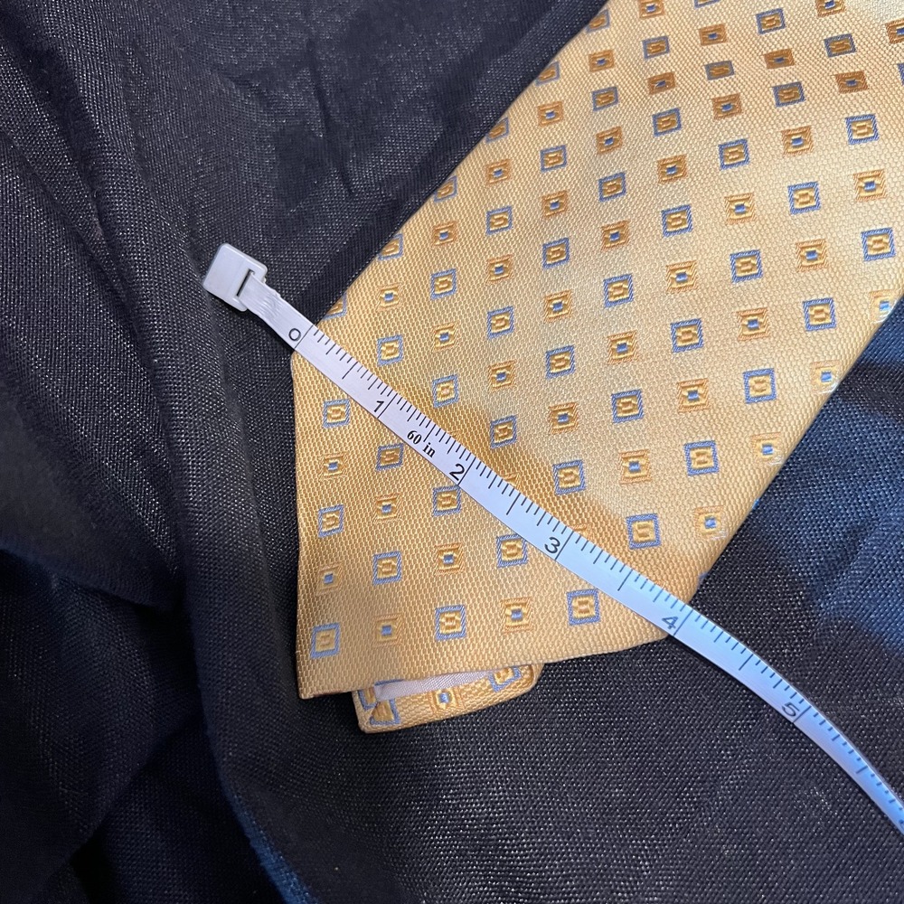 Brooks Brothers Silk Neck‎ Tie Yellow Geometric Blue & Yellow Squares - Picture 10 of 11